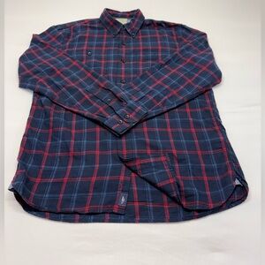 L.L. Bean Navy and Red Plaid Button-Down Shirt